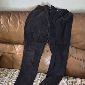 Lee Black Pants with Brown Leather Logo Patch